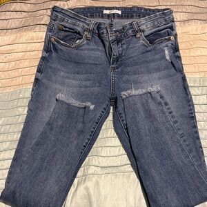 STS Blue Distressed Boyfriend Jeans in Dark Blue